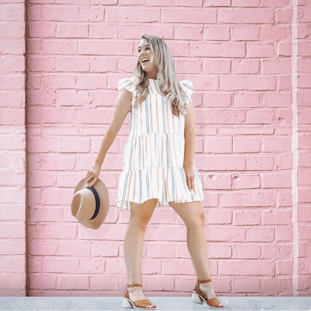 EUC Altar’d State Yellow Striped Dress - S